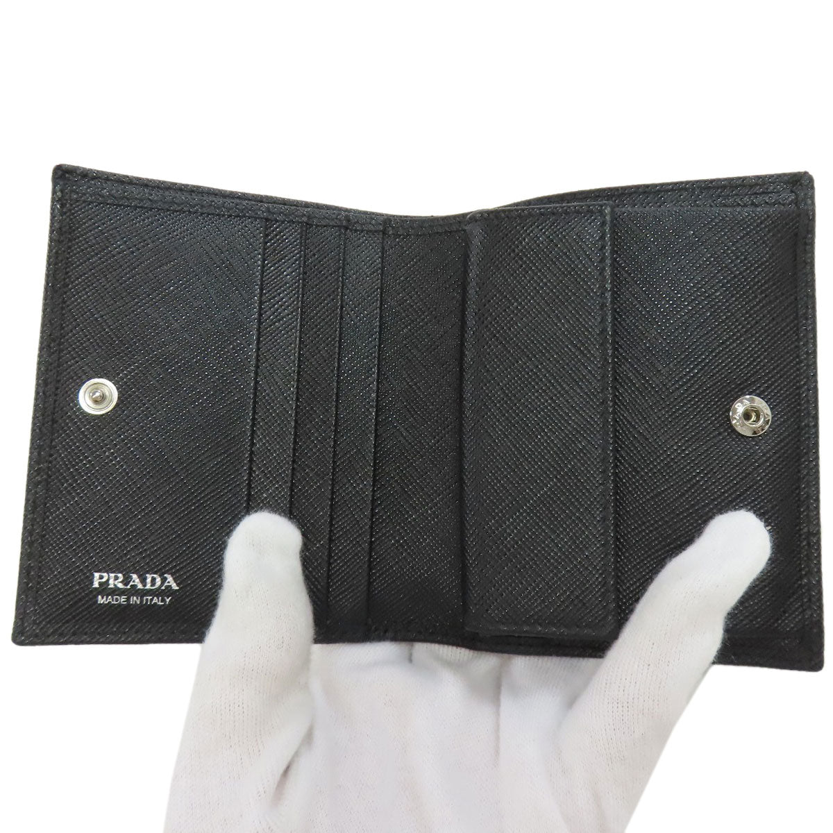 PRADA Long Wallet Purse Calfskin black logoMetal