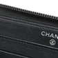CHANEL Long Wallet Purse Grained Calfskin Skin black Zip Around COCO Mark SilverMetal