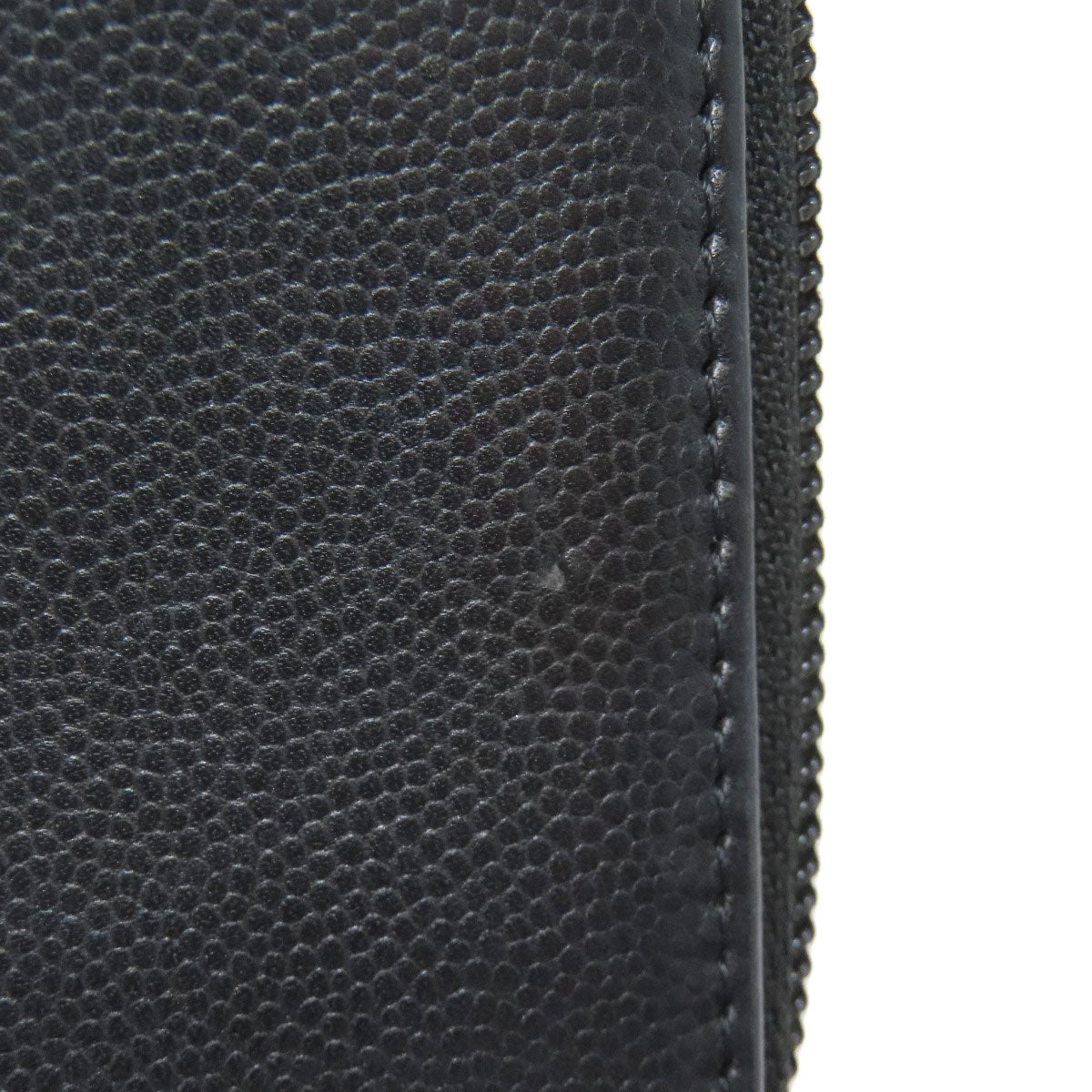 CHANEL Long Wallet Purse Grained Calfskin Skin black Zip Around COCO Mark SilverMetal