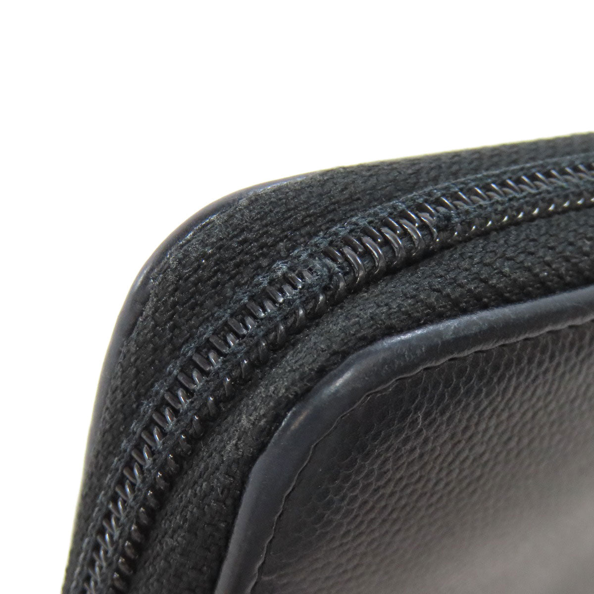 CHANEL Long Wallet Purse Grained Calfskin Skin black Zip Around COCO Mark SilverMetal