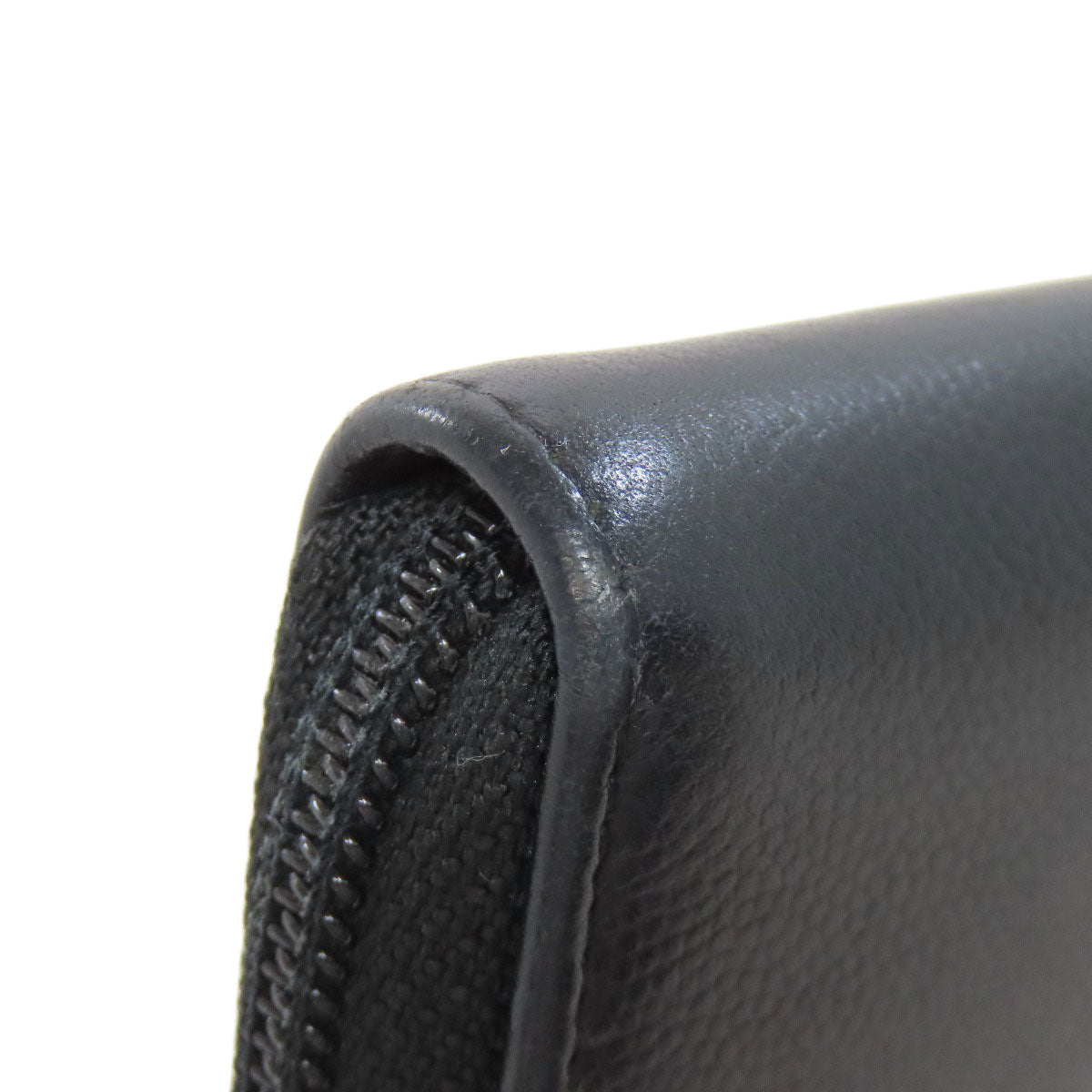 CHANEL Long Wallet Purse Grained Calfskin Skin black Zip Around COCO Mark SilverMetal