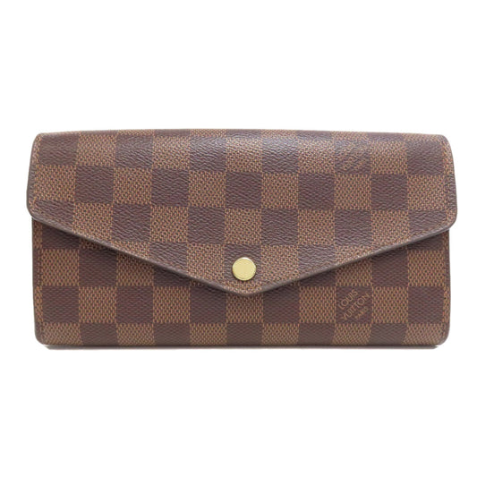 LOUIS VUITTON Long Wallet Purse M63209 Damier canvas Brown Portefeuille Sara