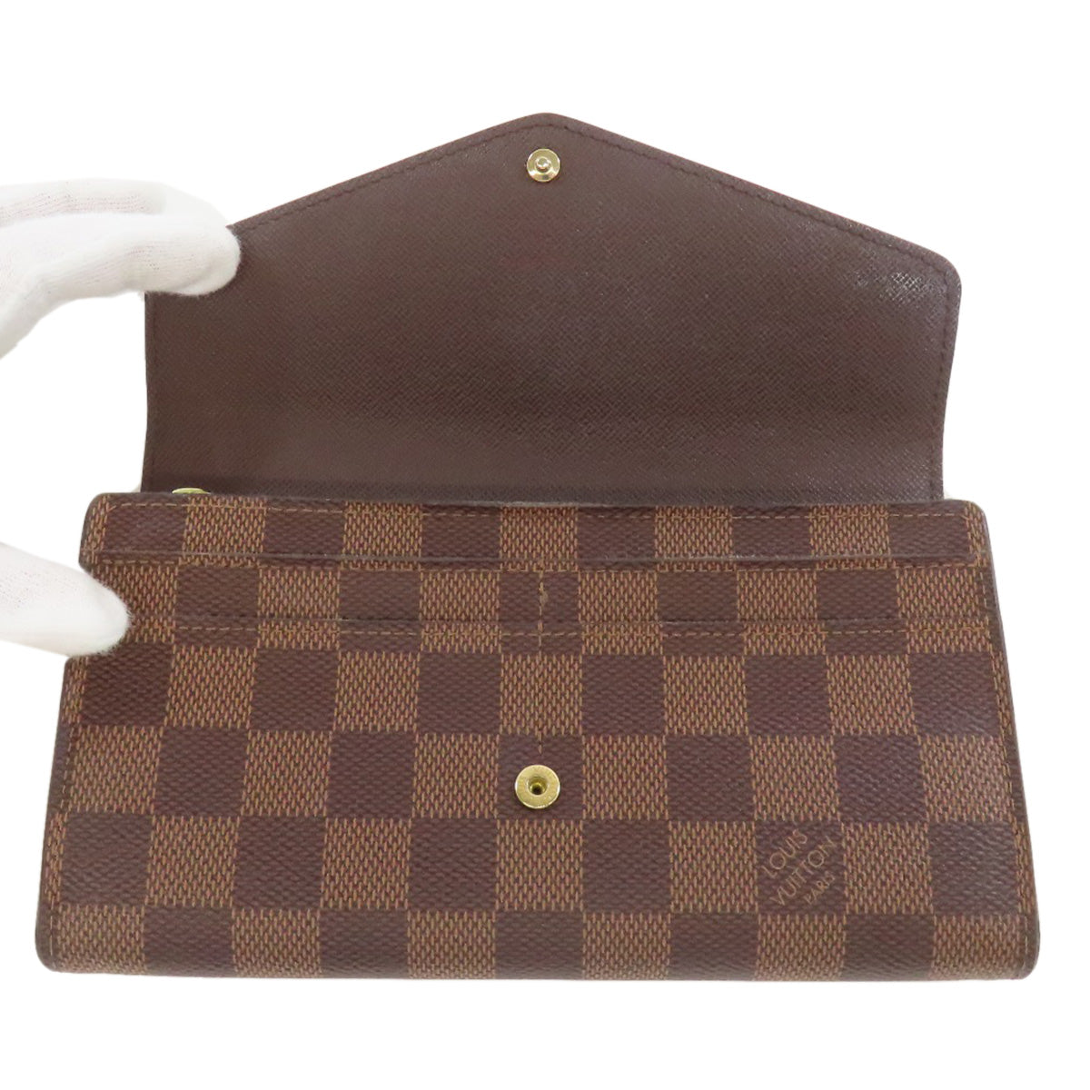 LOUIS VUITTON Long Wallet Purse M63209 Damier canvas Brown Portefeuille Sara