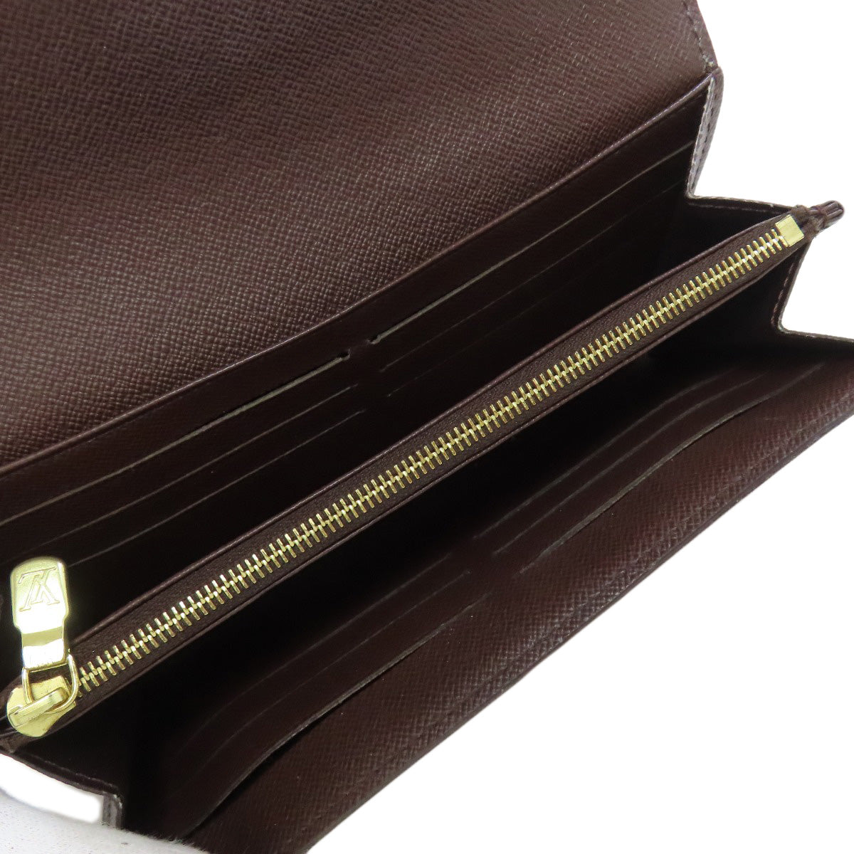 LOUIS VUITTON Long Wallet Purse M63209 Damier canvas Brown Portefeuille Sara