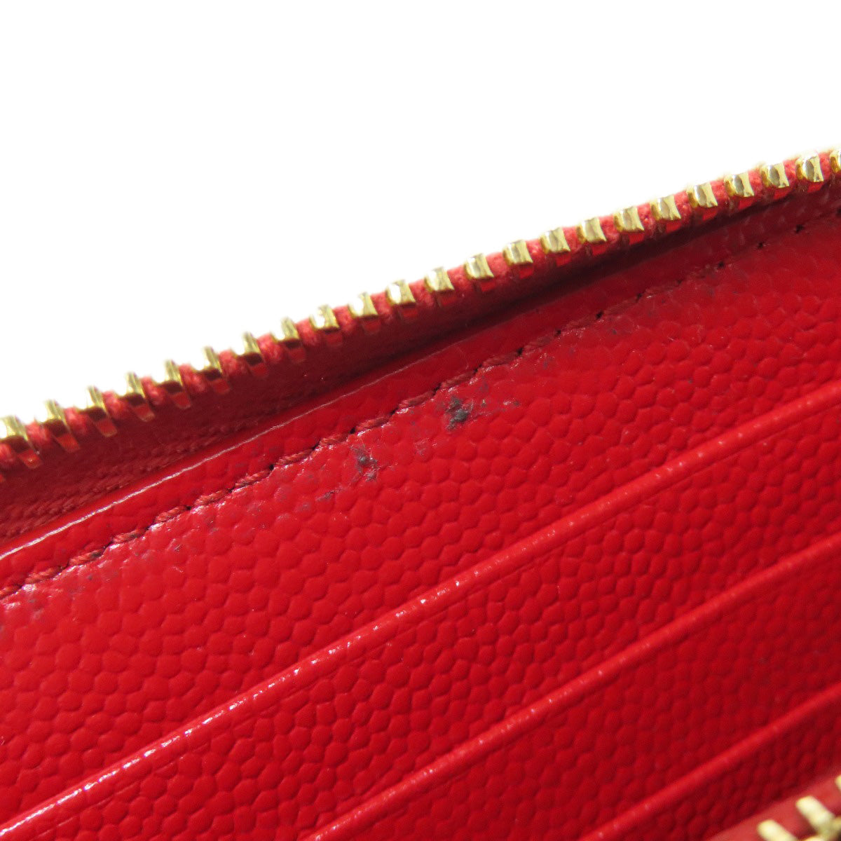 SAINT LAURENT Long Wallet Purse Calfskin Red Vstitch logo