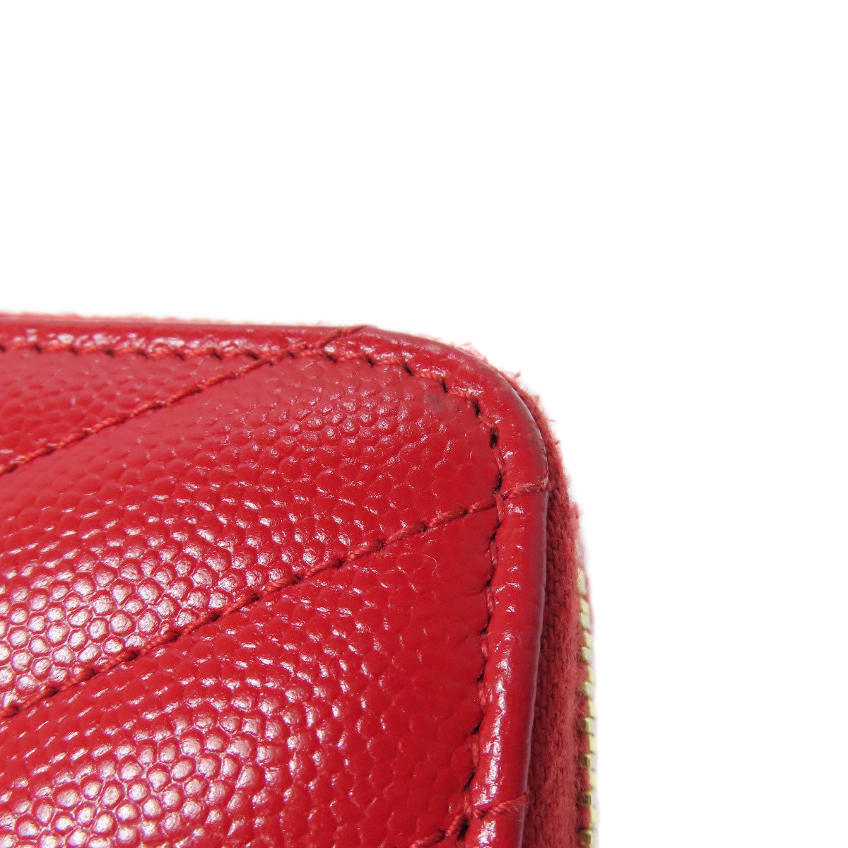 SAINT LAURENT Long Wallet Purse Calfskin Red Vstitch logo