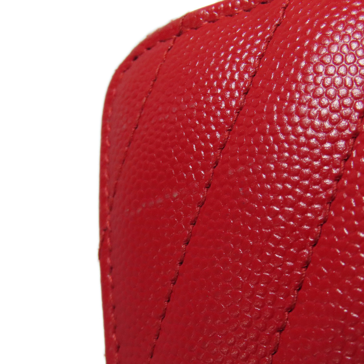 SAINT LAURENT Long Wallet Purse Calfskin Red Vstitch logo