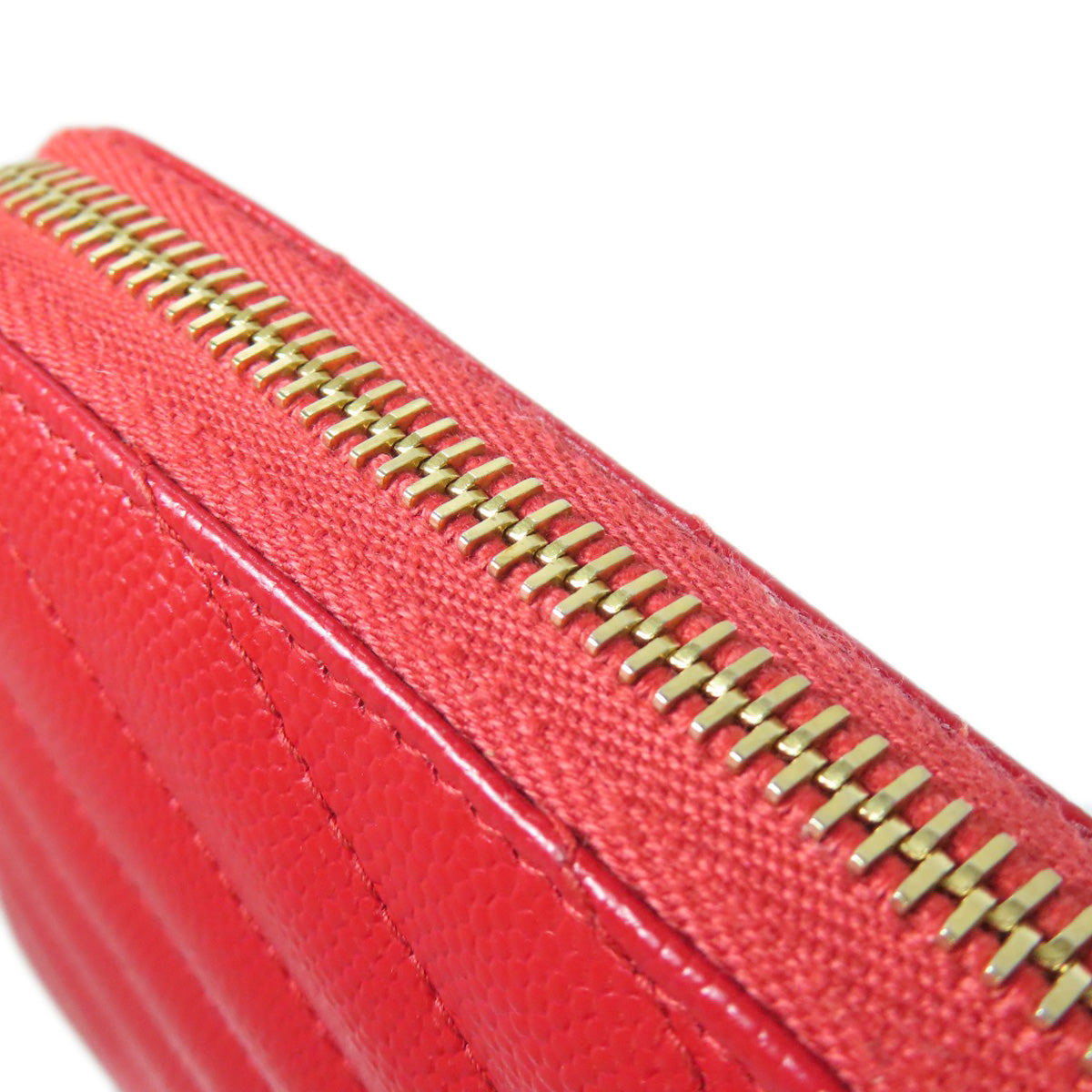 SAINT LAURENT Long Wallet Purse Calfskin Red Vstitch logo