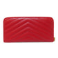 SAINT LAURENT Long Wallet Purse Calfskin Red Vstitch logo