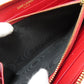 SAINT LAURENT Long Wallet Purse Calfskin Red Vstitch logo
