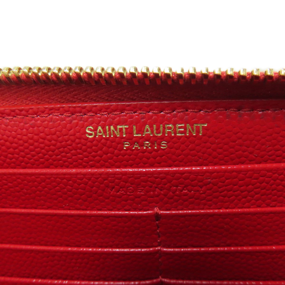 SAINT LAURENT Long Wallet Purse Calfskin Red Vstitch logo