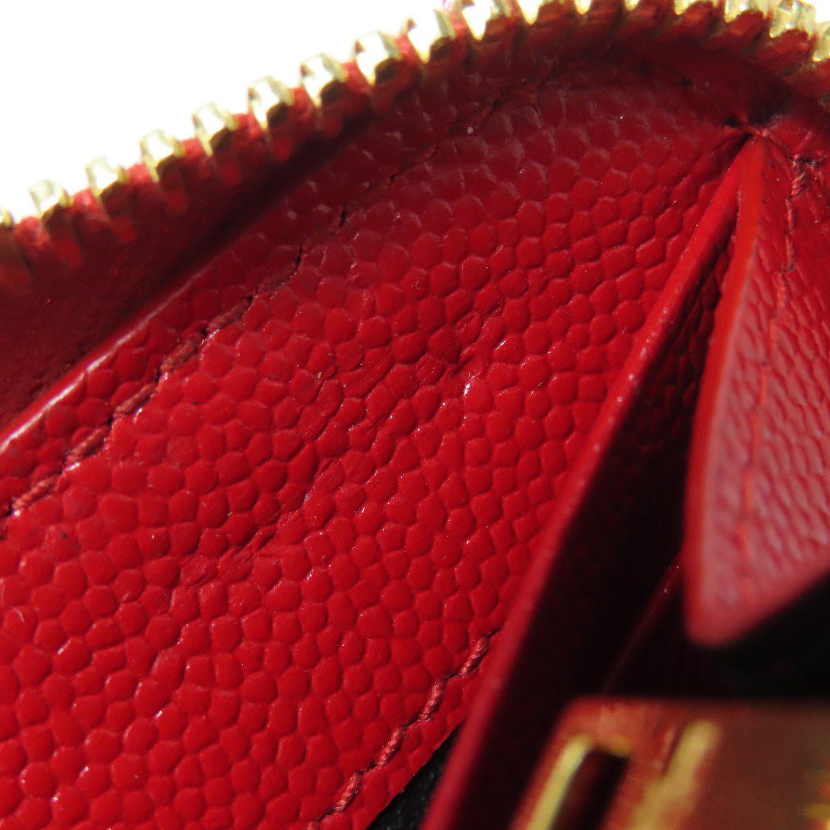 SAINT LAURENT Long Wallet Purse Calfskin Red Vstitch logo
