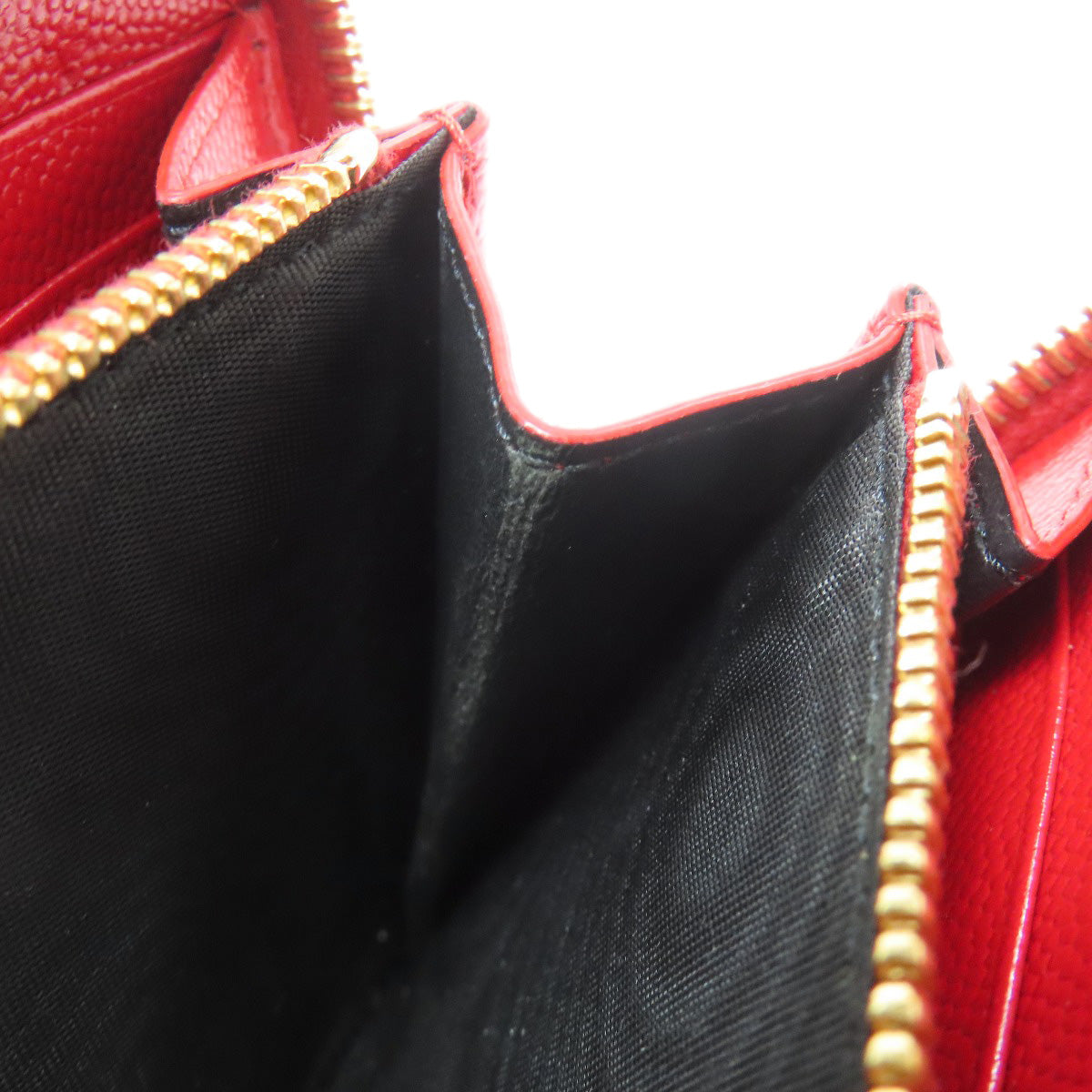 SAINT LAURENT Long Wallet Purse Calfskin Red Vstitch logo