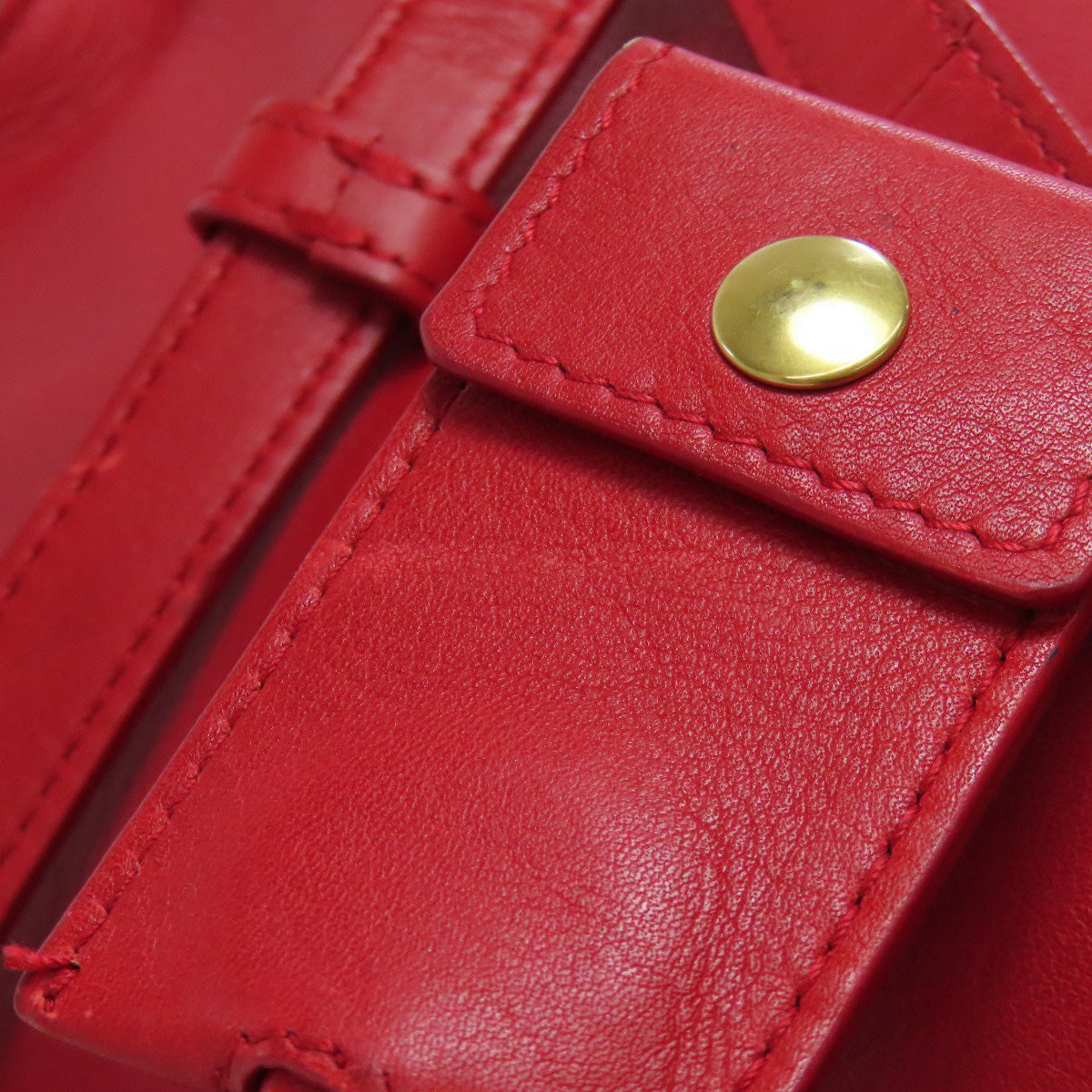 SAINT LAURENT Handbag leather Red Petit Cabas 2WAY