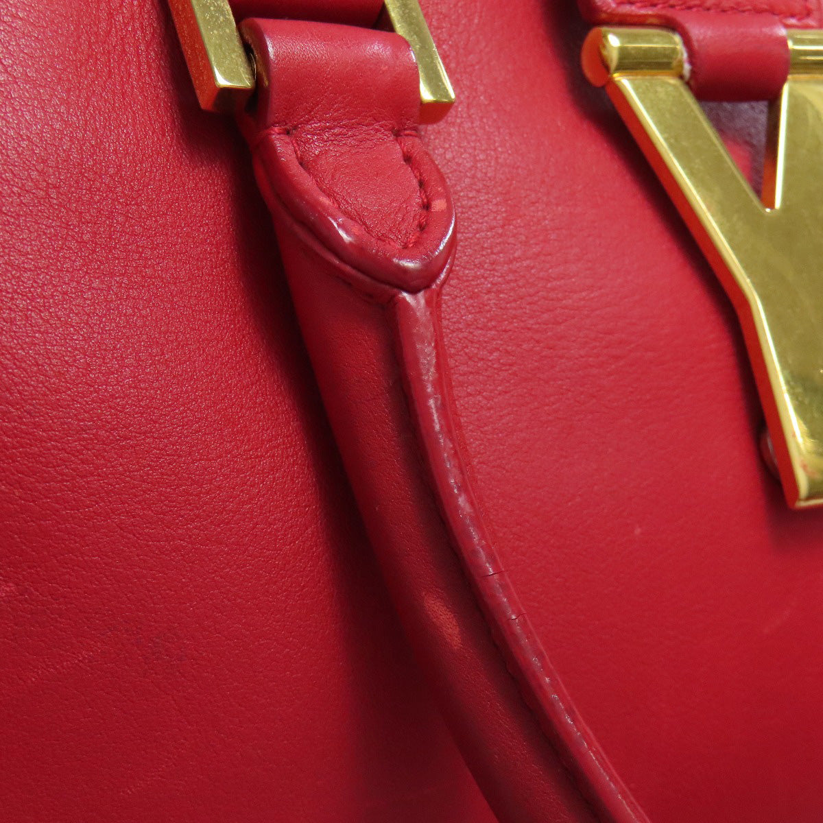 SAINT LAURENT Handbag leather Red Petit Cabas 2WAY