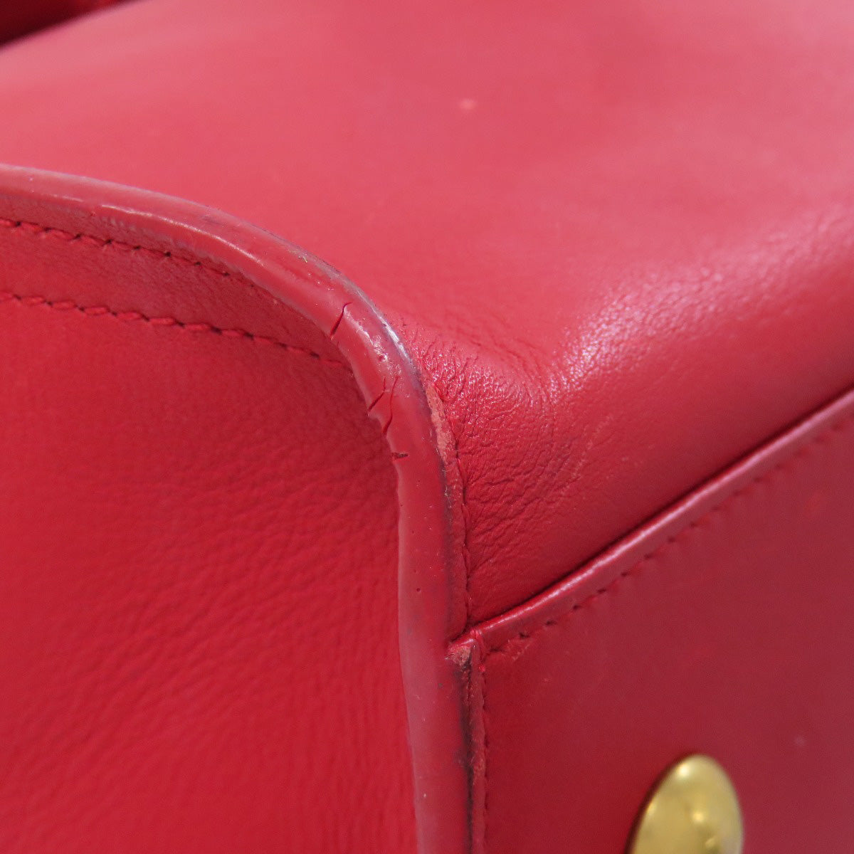 SAINT LAURENT Handbag leather Red Petit Cabas 2WAY