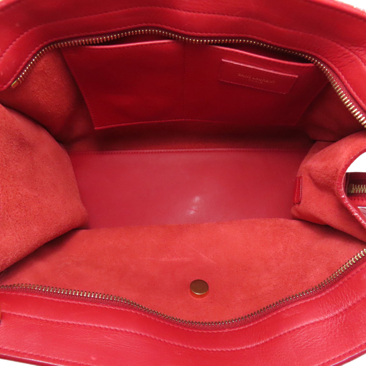 SAINT LAURENT Handbag leather Red Petit Cabas 2WAY