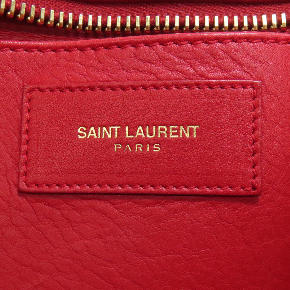 SAINT LAURENT Handbag leather Red Petit Cabas 2WAY