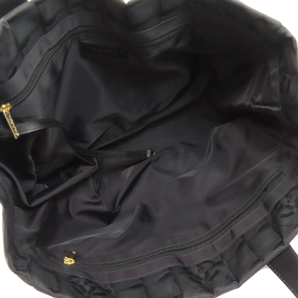 CHANEL Handbag Nylon jacquard black New Travel Line MM
