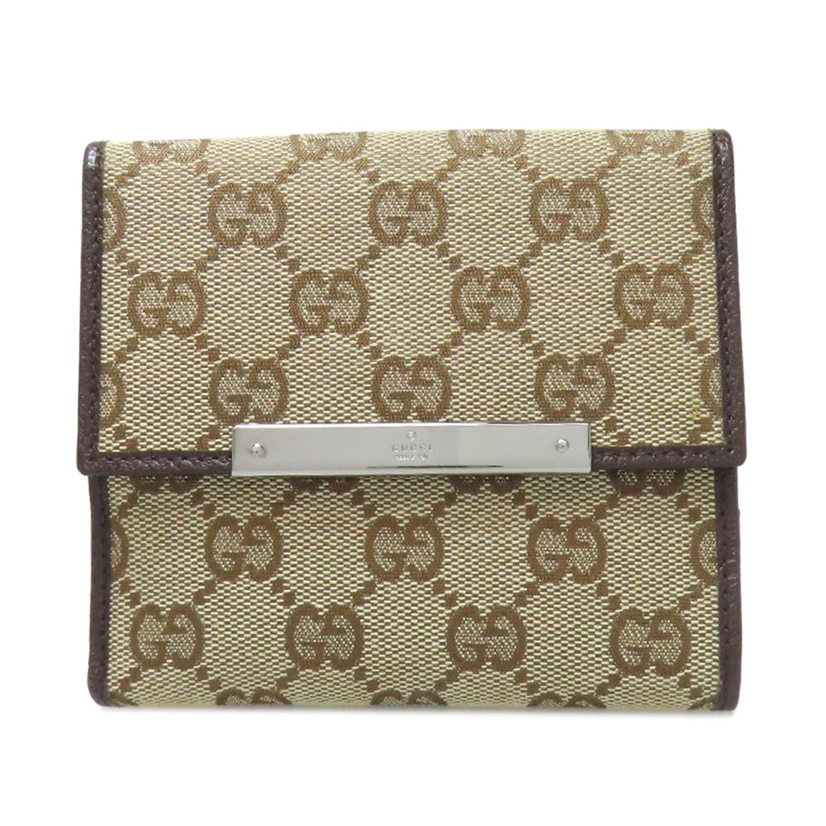 GUCCI Bifold Wallet 112664 canvas Brown W Hook Wallet GG