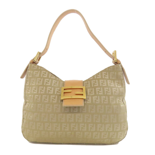 FENDI Handbag canvas beige Zucca Pattern