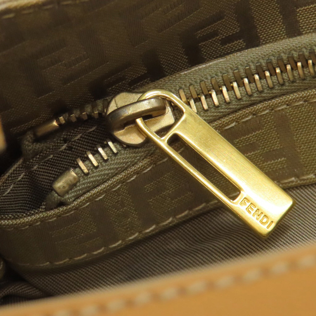 FENDI Handbag canvas beige Zucca Pattern