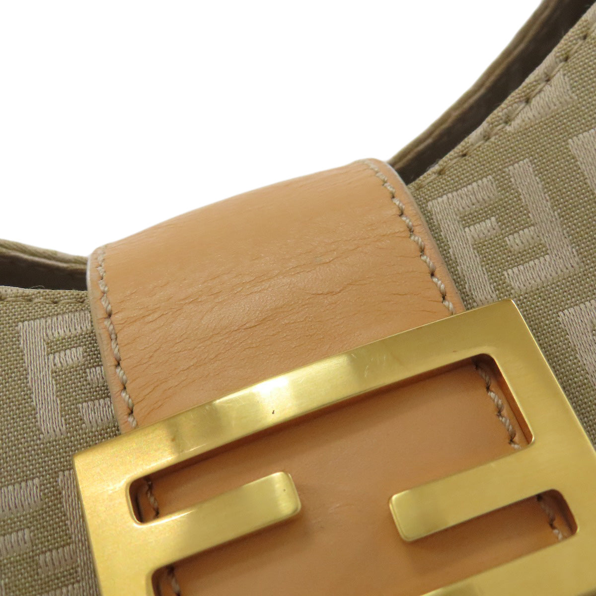 FENDI Handbag canvas beige Zucca Pattern