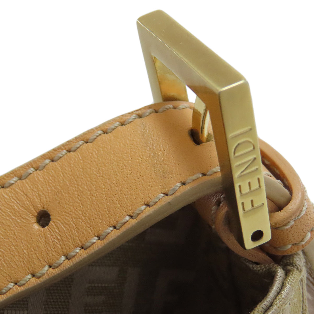 FENDI Handbag canvas beige Zucca Pattern
