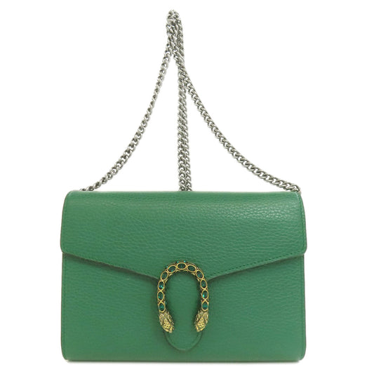 GUCCI Long Wallet Purse 401231 leather green Chain Wallet Dionysus
