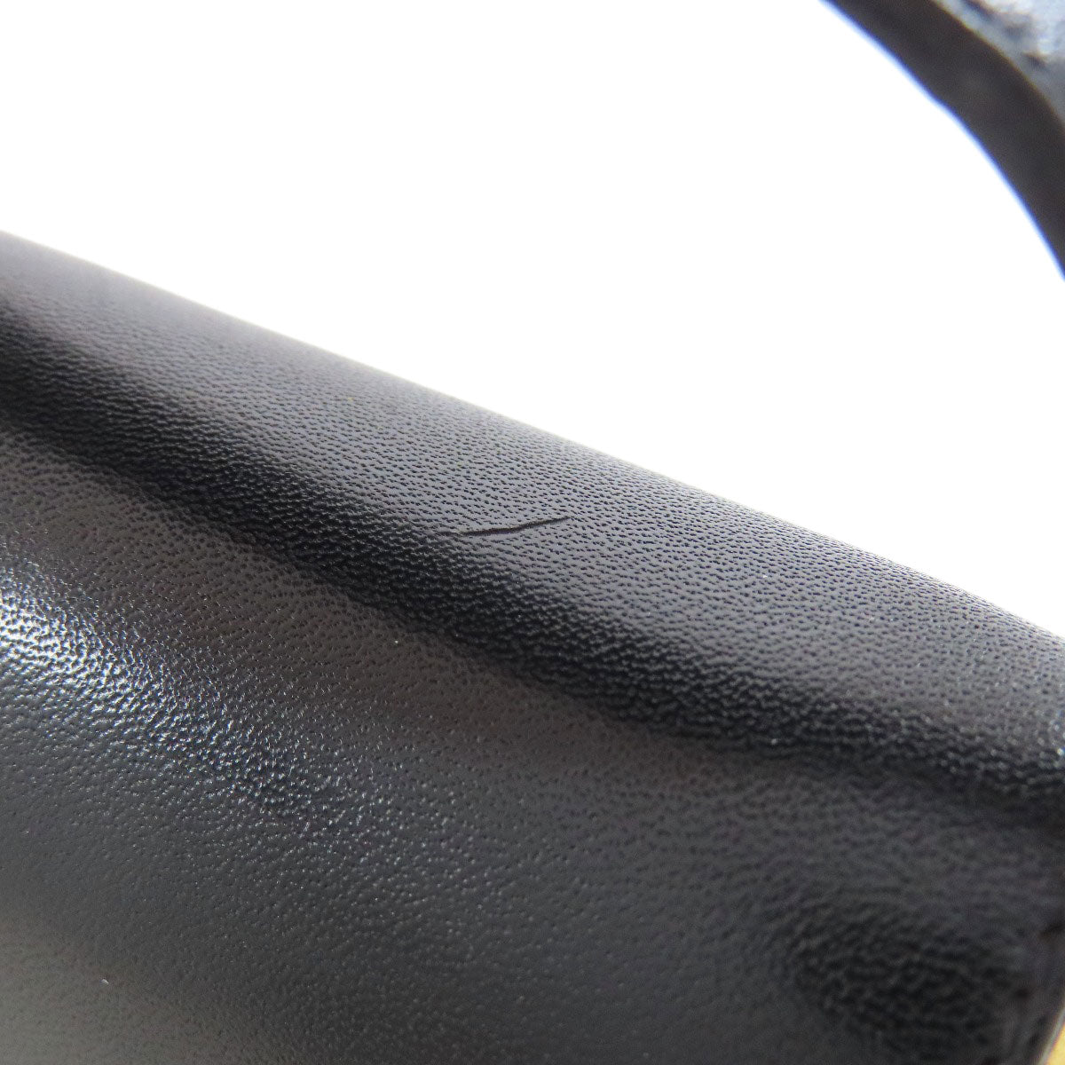 CELINE Shoulder Bag leather black one belt carriage Metal