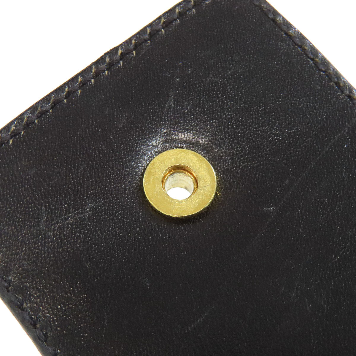 CELINE Shoulder Bag leather black one belt carriage Metal