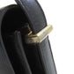 CELINE Shoulder Bag leather black one belt carriage Metal
