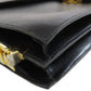 CELINE Shoulder Bag leather black one belt carriage Metal