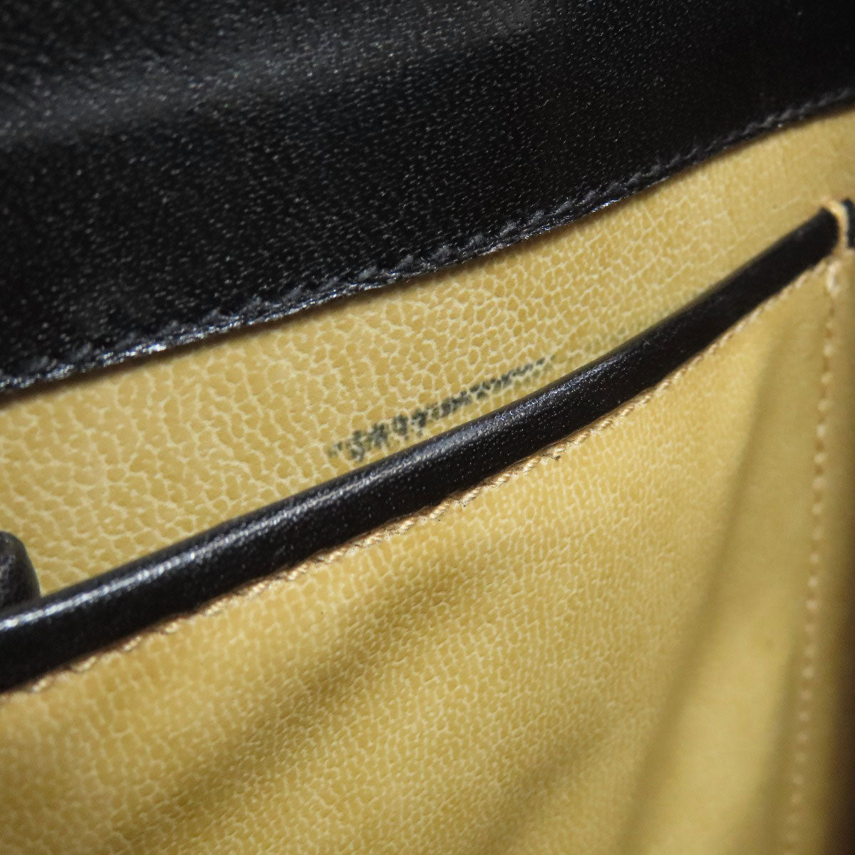 CELINE Shoulder Bag leather black one belt carriage Metal