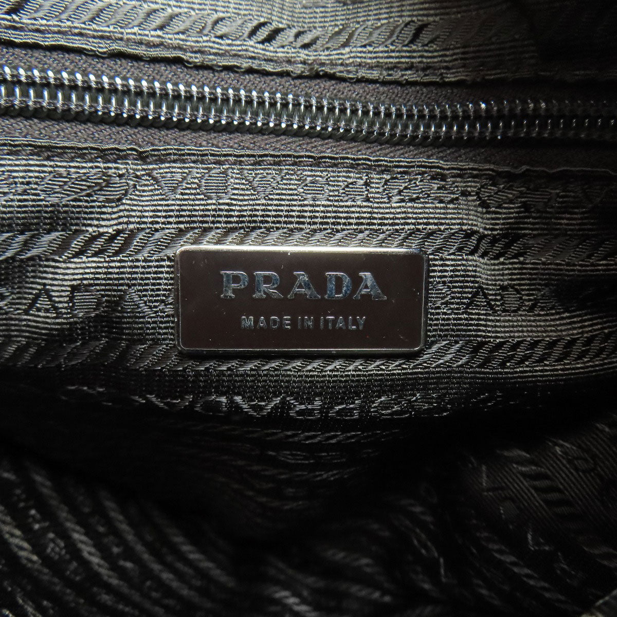 PRADA Tote Bag B11267 knit Brown logoMetal