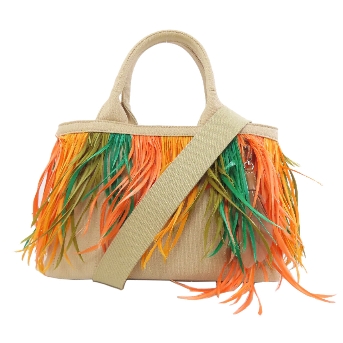 PRADA Handbag 1BG439 canvas beige Kanaplume 2WAY