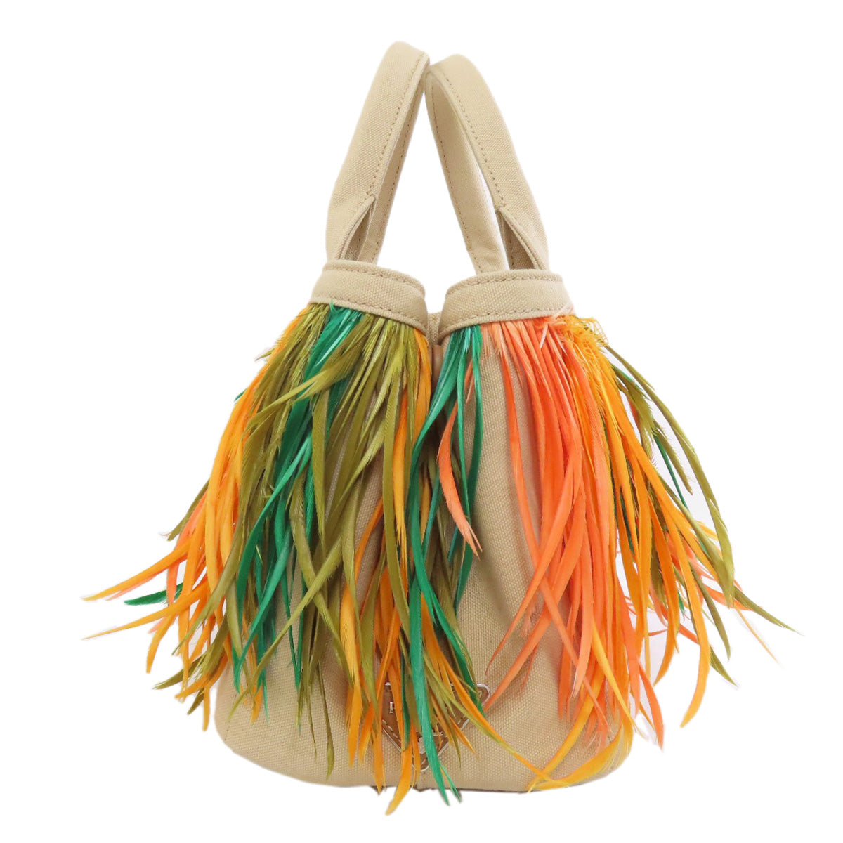 PRADA Handbag 1BG439 canvas beige Kanaplume 2WAY