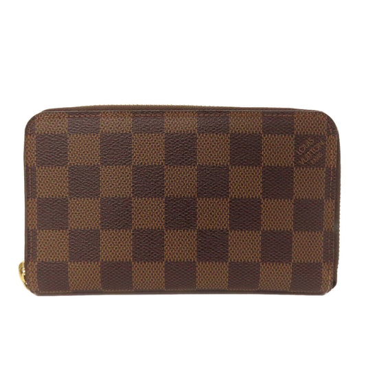 LOUIS VUITTON Long Wallet Purse N60028 Damier canvas Brown Zippy Compact Wallet