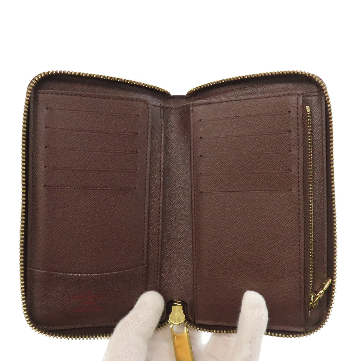 LOUIS VUITTON Long Wallet Purse N60028 Damier canvas Brown Zippy Compact Wallet