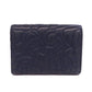 CHANEL Bifold Wallet lambskin Navy Tri-fold Wallet Compact Wallet COCO Mark