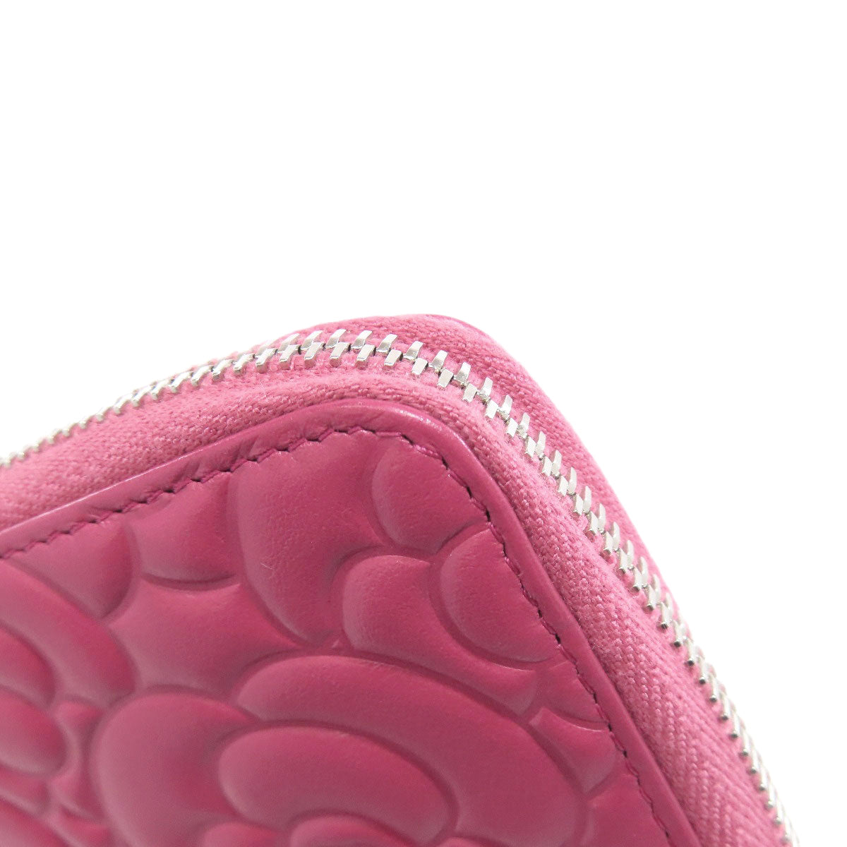CHANEL Long Wallet Purse Calfskin pink Camellia COCO Mark SilverMetal