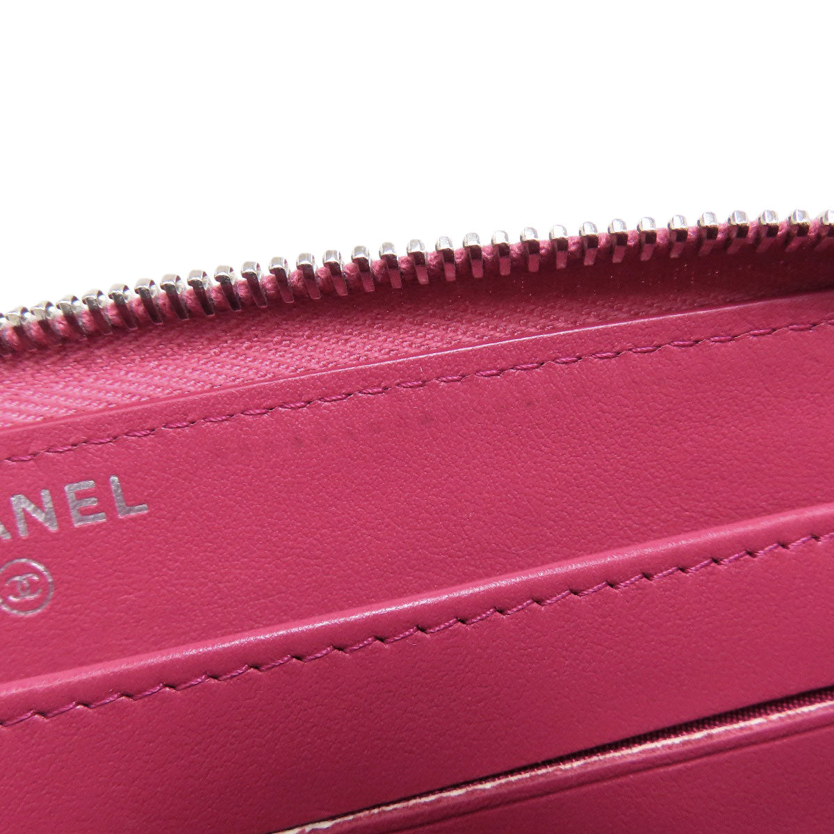 CHANEL Long Wallet Purse Calfskin pink Camellia COCO Mark SilverMetal