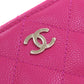 CHANEL Long Wallet Purse Grained Calfskin Skin pink Matelasse COCO Mark SilverMetal