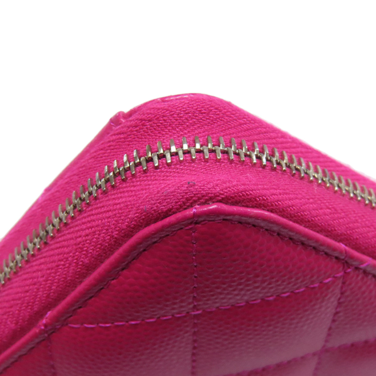 CHANEL Long Wallet Purse Grained Calfskin Skin pink Matelasse COCO Mark SilverMetal