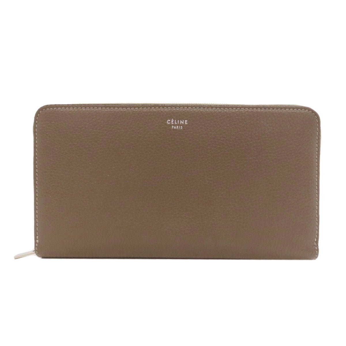CELINE Long Wallet Purse Calfskin gray logo