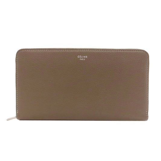 CELINE Long Wallet Purse Calfskin gray logo