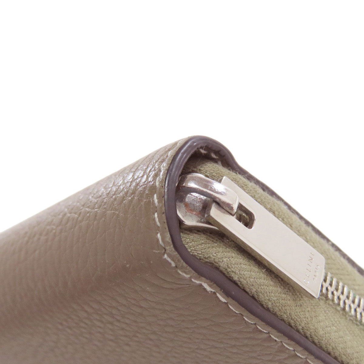 CELINE Long Wallet Purse Calfskin gray logo