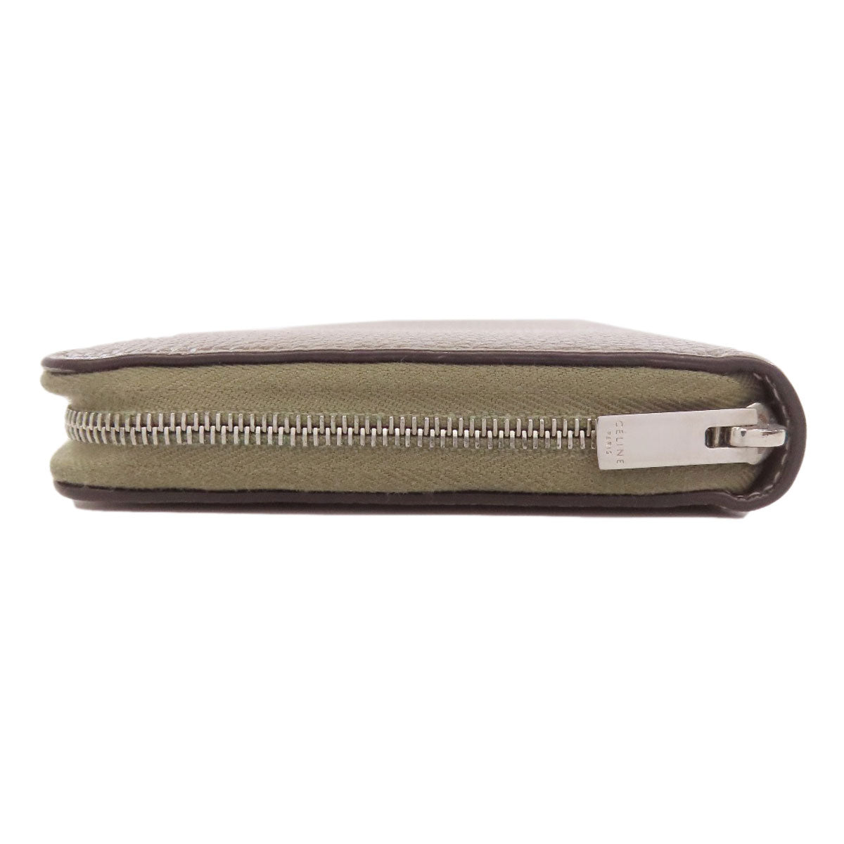 CELINE Long Wallet Purse Calfskin gray logo