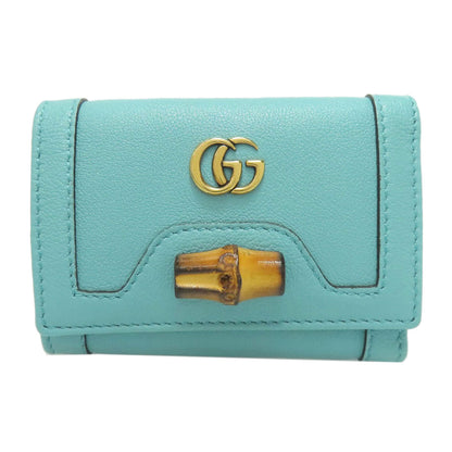 GUCCI Bifold Wallet 658633 Calfskin blue Diana Bamboo Compact Wallet