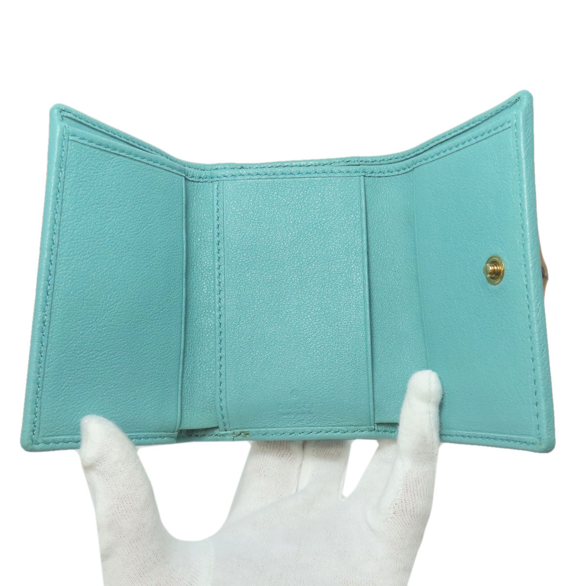 GUCCI Bifold Wallet 658633 Calfskin blue Diana Bamboo Compact Wallet